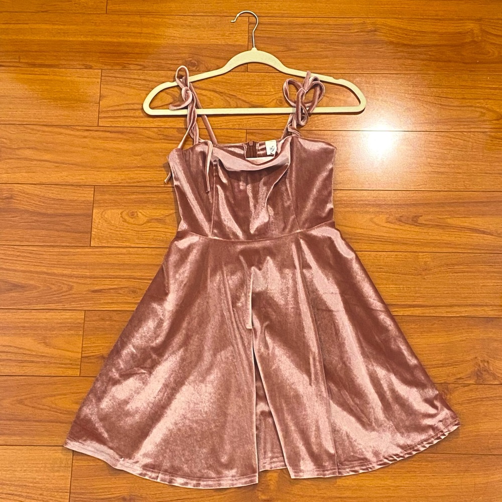 Pink velvet dress